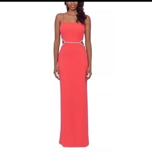Xscape side cutout scuba crepe gown